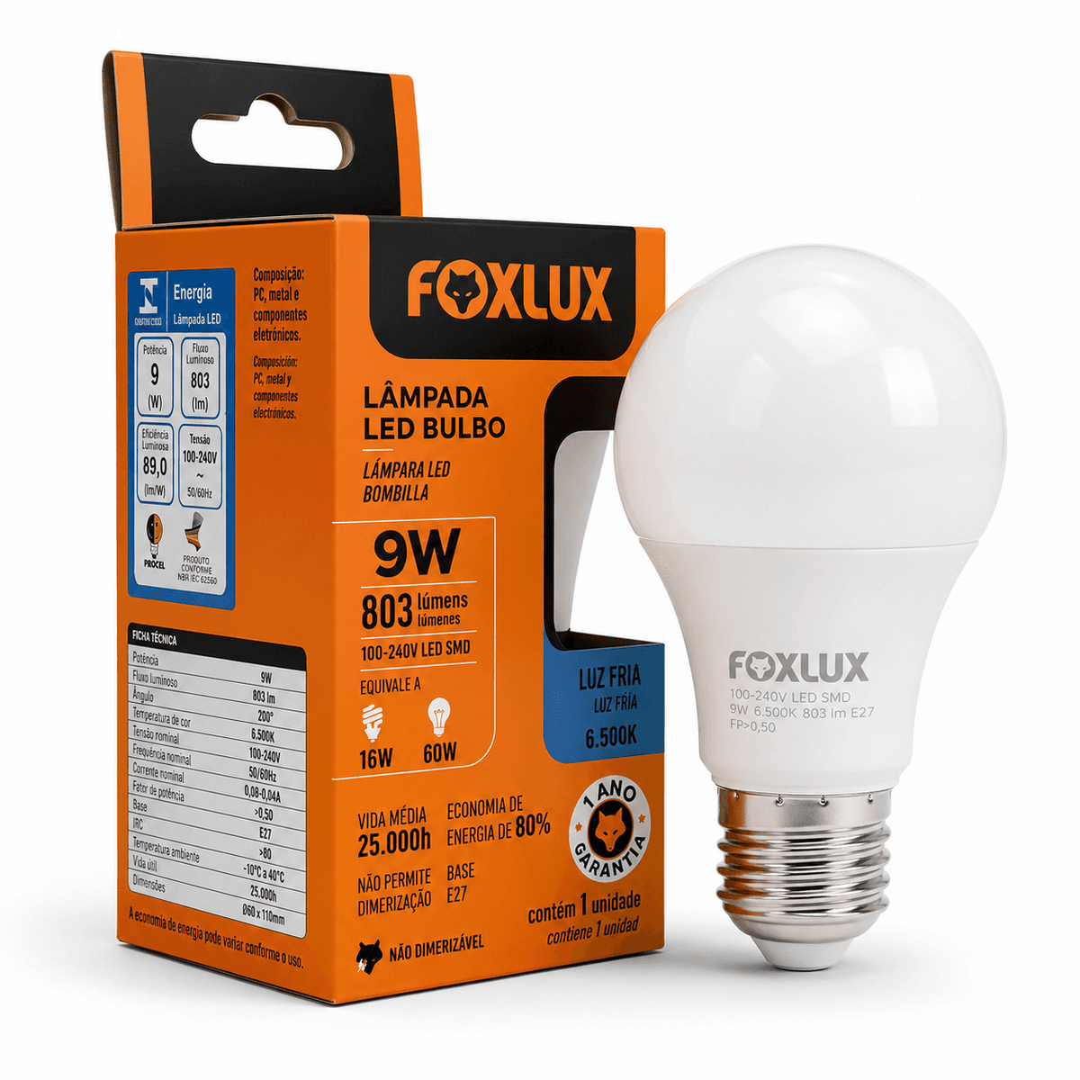 Lâmpada LED Bulbo 9W