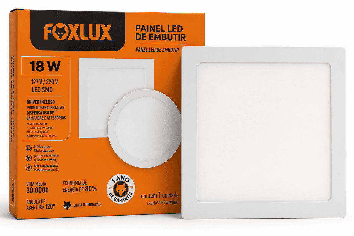 Painel LED Embutir 18W