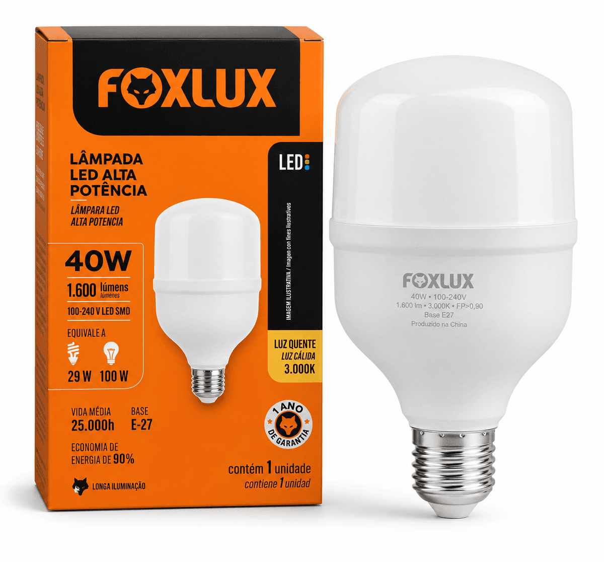 Lâmpada LED Alta Potência 40W